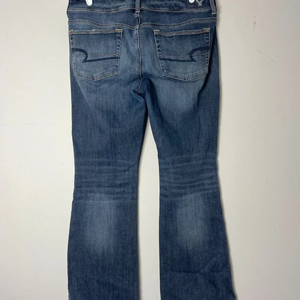 American Eagle Outfitters Jeans Women's SZ 12 Blue Denim Kick Boot SUPER STRETCH - Picture 4 of 13